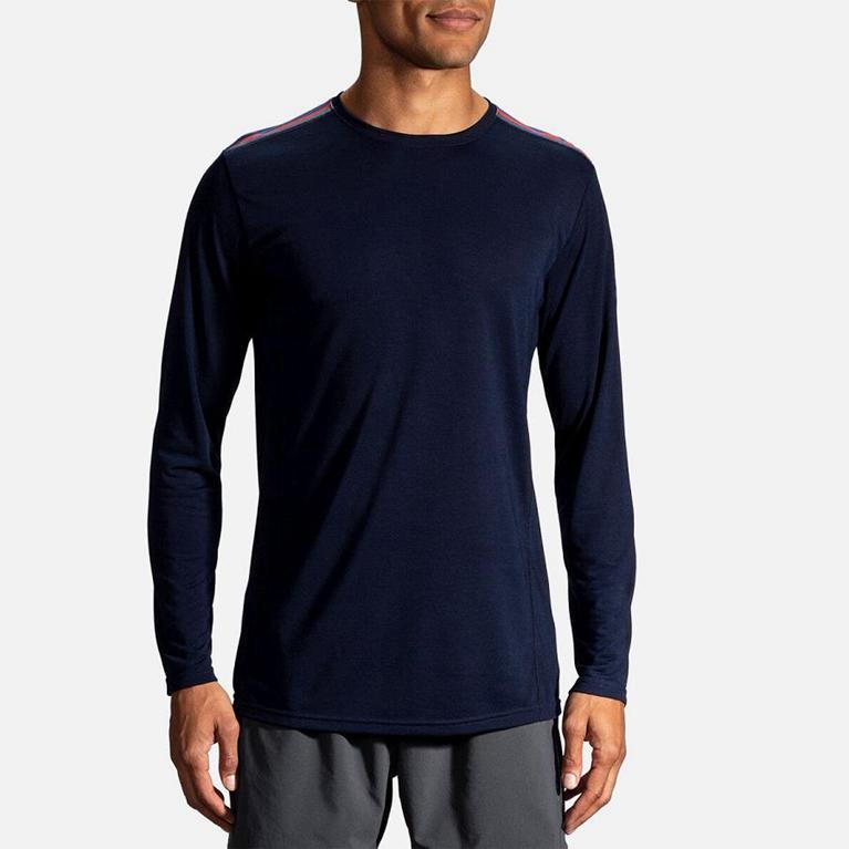 Brooks Distance Long Sleeve Running Shirt - Men's - Grey (41375-KNCW)